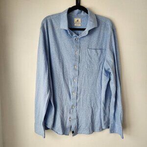 Johnnie-O Hangin' Out Blue Button Down Shirt Stretch Linen Blend Men's XXL